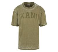 T-Shirt KARL KANI "Karl Kani Karl Kani Serif Burnout Tee", Herren, Gr. M, grün (olive), 60% Polyester, 40% Baumwolle, bedruckt, loose fit, Rundhals, Shirts T-Shirt (22906528-M) olive