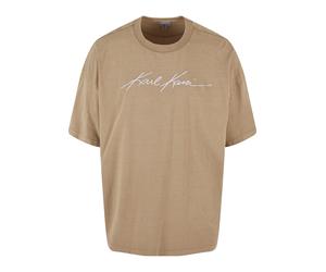 T-Shirt KARL KANI "Karl Kani KK Autograph Washed Boxy Tee", Herren, Gr. L, beige (sand), 100% Baumwolle, bedruckt, oversize, Rundhals, Shirts T-Shirt (16840829-L) sand