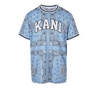 T-Shirt KARL KANI "Karl Kani Men KM222-013-1 Serif Paisley Mesh Tee", Damen, Gr. S, blau, 100% Polyester, loose fit, Rundhals, Shirts T-Shirt (82010747-S) blau