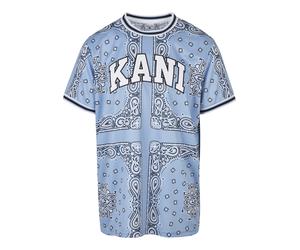 T-Shirt KARL KANI "Karl Kani Men KM222-013-1 Serif Paisley Mesh Tee", Damen, Gr. S, blau, 100% Polyester, loose fit, Rundhals, Shirts T-Shirt (82010747-S) blau
