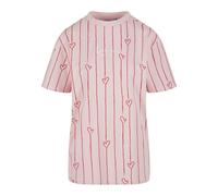 T-Shirt KARL KANI "Karl Kani Signature Heart Pinstripe Os Tee", Damen, Gr. S, rose, rot, 100% Baumwolle, gestreift, normal, Rundhals, Shirts T-Shirt (52836514-S) rose, rot