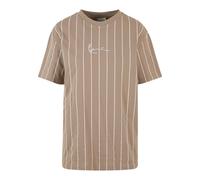 T-Shirt KARL KANI "Karl Kani Small Signature Essential Pinstripe Os Tee", Damen, Gr. M, braun, 100% Baumwolle, gestreift, normal, Rundhals, Shirts T-Shirt (58553953-M) braun