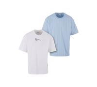 T-Shirt KARL KANI "Karl Kani Small Signature Essential Tee 2 Pack", Damen, Gr. M, weiß, blau, 100% Baumwolle, gestreift, normal, Rundhals, Shirts T-Shirt (11980765-M) weiß, blau