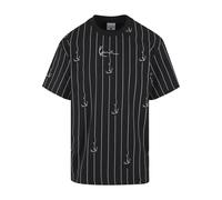 T-Shirt KARL KANI "Karl Kani Small Signature Logo Prinstripe Tee", Herren, Gr. M, schwarz-weiß (schwarz, weiß), 100% Baumwolle, gestreift, normal, Rundhals, Shirts T-Shirt (22409820-M) schwarz, weiß