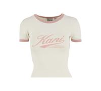 T-Shirt KARL KANI "Karl Kani Varsity Tiny T-Shirt", Damen, Gr. XS, beige (sanftes weiß), 95% Baumwolle, 5% Elasthan, unifarben, normal, Rundhals, Shirts T-Shirt (57101315-XS) sanftes weiß