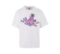 T-Shirt KARL KANI "Karl Kani Woven Signature Airbrush Amor Tee", Damen, Gr. M, weiß, pink, 100% Baumwolle, bedruckt, normal, Rundhals, Shirts T-Shirt (14217642-M) weiß, pink