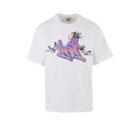 T-Shirt KARL KANI "Karl Kani Woven Signature Airbrush Amor Tee", Herren, Gr. XS, weiß (weiß, pink), 100% Baumwolle, bedruckt, normal, Rundhals, Shirts T-Shirt (14217642-XS) weiß, pink