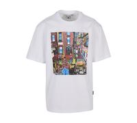 T-Shirt KARL KANI "Karl Kani Woven Signature Collaboration Oversized T-Shirt", Herren, Gr. XXL, bunt (weiß), 100% Baumwolle, bedruckt, oversize, Rundhals, Shirts T-Shirt (27872642-XXL) weiß
