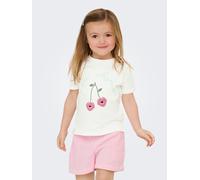 T-Shirt KIDS ONLY "KMGCANDY LIFE S/S PRINTED TEE JRS NOOS", Mädchen, Gr. 116, cloud dancer print:cherries, Jersey, Obermaterial: 100% Baumwolle, unifarben, regular fit normal, Rundhals, Shirts T-Shirt