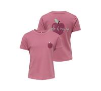 T-Shirt KIDS ONLY "KMGCANDY LIFE S/S PRINTED TEE JRS NOOS", Mädchen, Gr. 128, heather rose print:apple, Jersey, Obermaterial: 100% Baumwolle, unifarben, regular fit normal, Rundhals, Shirts T-Shirt (6