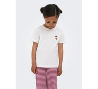 T-Shirt KIDS ONLY "KMGVEGA LIFE SS REG EMB TEE BOX JRS NOOS", Mädchen, Gr. 110, weiß (cloud dancer print:emb ice cream), Jersey, Obermaterial: 100% Baumwolle, normal, Rundhals, Shirts T-Shirt (9744345