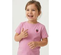 T-Shirt KIDS ONLY "KMGVEGA LIFE SS REG EMB TEE BOX JRS NOOS", Mädchen, Gr. 116, rosa (cashmere rose print:emb strawberry), Jersey, Obermaterial: 100% Baumwolle, normal, Rundhals, Shirts T-Shirt (74029
