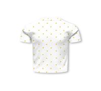 T-Shirt KIDS ONLY "KOGBELLA LIFE SHORT AOP S/S TOP JRS NOOS", Mädchen, Gr. 110/116, cloud dancer aop:lemons, Shirts T-Shirt (79793168-110) cloud dancer aop:lemons