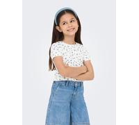 T-Shirt KIDS ONLY "KOGBELLA LIFE SHORT AOP S/S TOP JRS NOOS", Mädchen, Gr. 122/128, mazarine blau detail:weiß background, Feinripp, Obermaterial: 95% Baumwolle, 5% Elasthan, Minimalmuster, bedruckt, f