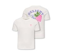 T-Shirt KIDS ONLY "KOGBOLETTE LIFE S/S TOP JRS", Mädchen, Gr. 158/164, cloud dancer print:delight, Jersey, Obermaterial: 100% Baumwolle, bedruckt, unifarben, loose fit normal, Rundhals, Shirts T-Shirt