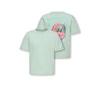 T-Shirt KIDS ONLY "KOGHELEN LIFE S/S LOOSE TEE JRS NOOS", Mädchen, Gr. 122/128, aqua foam print:watermelon, Jersey, Obermaterial: 100% Baumwolle, bedruckt, unifarben, loose fit hüftbedeckend, Rundhals