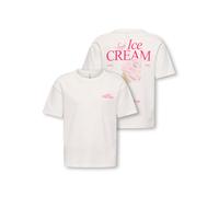 T-Shirt KIDS ONLY "KOGHELEN LIFE S/S LOOSE TEE JRS NOOS", Mädchen, Gr. 122/128, cloud dancer print:icecream, Jersey, Obermaterial: 100% Baumwolle, bedruckt, unifarben, loose fit hüftbedeckend, Rundhal