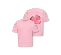 T-Shirt KIDS ONLY "KOGHELEN LIFE S/S LOOSE TEE JRS NOOS", Mädchen, Gr. 134/140, romance rose print:strawberry, Jersey, Obermaterial: 100% Baumwolle, bedruckt, unifarben, loose fit hüftbedeckend, Rundh