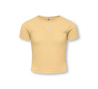 T-Shirt KIDS ONLY "KOGLIVA JUNE EMB S/S TEE CS ZA JRS", Mädchen, Gr. 110/116, sunlight detail:daisy, cloud dancer, emb, Feinripp, Obermaterial: 65% Polyester, 30% Viskose, 5% Elasthan, bedruckt, unifa