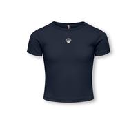 T-Shirt KIDS ONLY "KOGLIVA JUNE EMB S/S TEE CS ZA JRS", Mädchen, Gr. 146/152, navy blazer detail:seashell, cloud dancer, emb, Feinripp, Obermaterial: 65% Polyester, 30% Viskose, 5% Elasthan, unifarben