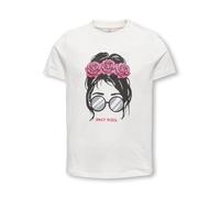 T-Shirt KIDS ONLY "KOGMIA LIFE REG S/S GIRL TOP FR ZA JRS", Mädchen, Gr. 134/140, cloud dancer print:only rebel girl, pink yarrow, Jersey, Obermaterial: 100% Baumwolle, bedruckt, unifarben, Basic norm