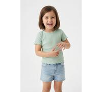 T-Shirt KIDS ONLY "KOGNELLA S/S O-NECK TOP NOOS JRS", Mädchen, Gr. 122/128, grün (aqua foam), Jersey, Obermaterial: 65% Polyester, 30% Viskose, 5% Elasthan, unifarben, regular fit kurz, Rundhals, gewe