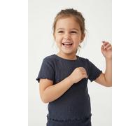 T-Shirt KIDS ONLY "KOGNELLA S/S O-NECK TOP NOOS JRS", Mädchen, Gr. 122/128, ombre blau, Jersey, Obermaterial: 65% Polyester, 30% Viskose, 5% Elasthan, unifarben, regular fit kurz, Rundhals, gewellter 