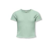 T-Shirt KIDS ONLY "KOGNELLA S/S O-NECK TOP NOOS JRS", Mädchen, Gr. 134/140, aqua foam, Jersey, Obermaterial: 65% Polyester, 30% Viskose, 5% Elasthan, unifarben, regular fit kurz, Rundhals, gewellter A