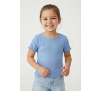 T-Shirt KIDS ONLY "KOGNELLA S/S O-NECK TOP NOOS JRS", Mädchen, Gr. 146/152, blau (open air), Jersey, Obermaterial: 65% Polyester, 30% Viskose, 5% Elasthan, unifarben, regular fit kurz, Rundhals, gewel