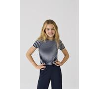 T-Shirt KIDS ONLY "KOGNELLA STRIPED S/S O-NECK TOP JRS", Mädchen, Gr. 122/128, blau (night sky stripes:horizontal cloud dancer), Jersey, Obermaterial: 65% Polyester, 30% Viskose, 5% Elasthan, geringel