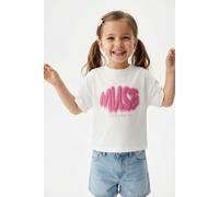 T-Shirt KIDS ONLY "KOGPHINE LIFE SS SHORT PRINT TEE ZA JRS", Mädchen, Gr. 122/128, weiß (cloud dancer print:muse), Jersey, Obermaterial: 100% Baumwolle, bedruckt, relaxed fit kurz, Rundhals, Shirts T-