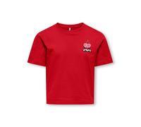 T-Shirt KIDS ONLY "KOGREX S/S PRINTED TOP JRS", Mädchen, Gr. 122/128, rot (barbados cherry print:cherries), Jersey, Obermaterial: 100% Baumwolle, unifarben, regular fit taillenlang, Rundhals, Shirts T