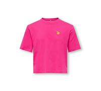 T-Shirt KIDS ONLY "KOGREX S/S PRINTED TOP JRS", Mädchen, Gr. 134/140, pink (pink yarrow print:orange), Jersey, Obermaterial: 100% Baumwolle, unifarben, regular fit taillenlang, Rundhals, Shirts T-Shir