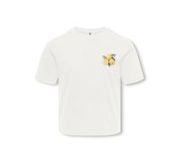 T-Shirt KIDS ONLY "KOGTEX S/S PRINTED TOP ZA JRS", Mädchen, Gr. 146/152, cloud dancer print:lemon, Jersey, Obermaterial: 100% Baumwolle, bedruckt, unifarben, Basic normal, Rundhals, Shirts T-Shirt (98