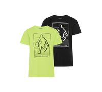 T-Shirt KIDSWORLD "2er Pack Shirts mit Basketball-Print", Jungen, Gr. 92/98, schwarz, grün, Single Jersey, Obermaterial: 100% Baumwolle, bedruckt, Basic, Rundhals, Shirts T-Shirt, sportlicher Stil, Ku
