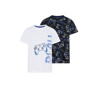 T-Shirt KIDSWORLD "2er Pack Shirts mit Gamer/Controller Print", Jungen, Gr. 140/146, weiß, gemustert, Single Jersey, Obermaterial: 100% Baumwolle, bedruckt, Basic, Rundhals, Shirts T-Shirt, Basic Pass