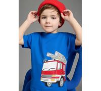 T-Shirt KIDSWORLD "Cooles Shirt mit Feuerwehr Folienprint", Jungen, Gr. 128/134, royalblau, Single Jersey, Obermaterial: 100% Baumwolle, bedruckt, Basic, Rundhals, abgesteppte Kante, Shirts T-Shirt, f
