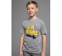 T-Shirt KIDSWORLD "ER WARS", Jungen, Gr. 164/170, grau (graumeliert), Jersey, Obermaterial: 50% Baumwolle, 38% Polyester, 12% Viskose, bedruckt, Basic, Rundhals, Shirts T-Shirt, Langarm, Basic-Passfor