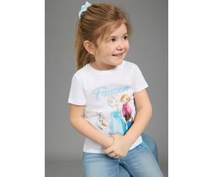 T-Shirt KIDSWORLD "FROZEN: ELSA & ANNA - Disney Shirt", Mädchen, Gr. 140/146, weiß, Single Jersey, Obermaterial: 100% Baumwolle, bedruckt, Basic, Basic normal, Rundhals, abgesteppte Kante, Shirts T-Sh