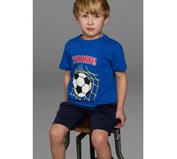 T-Shirt KIDSWORLD "Fußball-Print: TOOOR", Jungen, Gr. 104/110, blau (royalblau), Jersey, Obermaterial: 100% Baumwolle, Basic, Shirts T-Shirt, Kurzarm, Basic-Passform, mit Statements/Sprüchen, Topselle