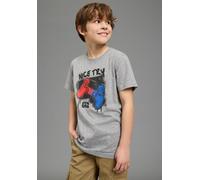 T-Shirt KIDSWORLD "Gamer-Druck: NICE TRY", Jungen, Gr. 152/158, graumeliert, Single Jersey, Obermaterial: 50% Baumwolle, 38% Polyester, 12% Viskose, bedruckt, Basic, Rundhals, Shirts T-Shirt, cooler G