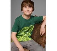 T-Shirt KIDSWORLD "GECKO", Jungen, Gr. 152/158, grün (dunkelgrün), Jersey, Obermaterial: 100% Baumwolle, bedruckt, Basic, Rundhals, Shirts T-Shirt, Kurzarm, Basic-Passform, bedruckt, Rundhalsausschnit