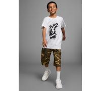 T-Shirt KIDSWORLD "Mit coolem SKATER-Print", Jungen, Gr. 152/158, weiß, Jersey, Obermaterial: 100% Baumwolle, bedruckt, Basic, Rundhals, Shirts T-Shirt, Kurzarm, Basic-Passform, bedruckt, Rundhalsauss