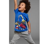 T-Shirt KIDSWORLD "mit coolen BAUMASCHINEN Print", Jungen, Gr. 128/134, blau, Single Jersey, Obermaterial: 100% Baumwolle, bedruckt, Basic, Rundhals, Shirts T-Shirt, Kurzarm, Basic-Passform, bedruckt,