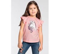 T-Shirt KIDSWORLD "mit Einhorn-Druck", Mädchen, Gr. 140/146, rosa, Single Jersey, Obermaterial: 100% Baumwolle, bedruckt, Basic hüftlang, Rundhals, Shirts T-Shirt, Kurzarm, basic geschnitten, mit modi