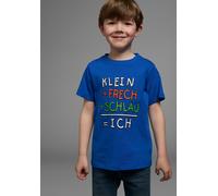 T-Shirt KIDSWORLD "Mit Spruch: KLEIN+FRECH+SCHLAU...", Jungen, Gr. 128/134, blau (royalblau), Jersey, Obermaterial: 100% Baumwolle, bedruckt, Basic, Basic, Rundhals, Shirts T-Shirt, Kurzarm, Basic-Pas