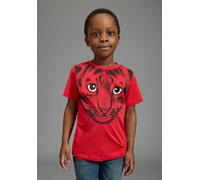 T-Shirt KIDSWORLD "Mit tollem Druck: LITTLE TIGER", Jungen, Gr. 116/122, rot, Jersey, Obermaterial: 100% Baumwolle, bedruckt, Basic, Rundhals, Shirts T-Shirt, Kurzarm, Basic-Passform, mit peppigem Dru