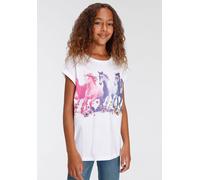 T-Shirt KIDSWORLD "Pferde", Mädchen, Gr. 140/146, weiß, Single Jersey, Obermaterial: 100% Baumwolle, bedruckt, weit hüftbedeckend, Rundhals, Aufschlag, Shirts T-Shirt, Kurzarm, bedruckt, Rundhalsaussc