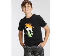 T-Shirt KIDSWORLD "Skating - Druck", Jungen, Gr. 152/158, schwarz, Jersey, Obermaterial: 100% Baumwolle, bedruckt, Basic, Rundhals, Shirts T-Shirt, Kurzarm, Basic-Passform, bedruckt, Rundhalsausschnit