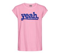 T-Shirt KIDSWORLD "Sprücheshirt mit überschnittener Schulter", Mädchen, Gr. 176/182, rosa, Single Jersey, Obermaterial: 100% Baumwolle, bedruckt, Basic, Rundhals, angeschnitten Umschlagsaum, Shirts T-